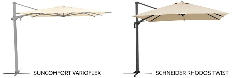 Ampelschirm Test Schneider Rhodos Twist VS Suncomfort Varioflex