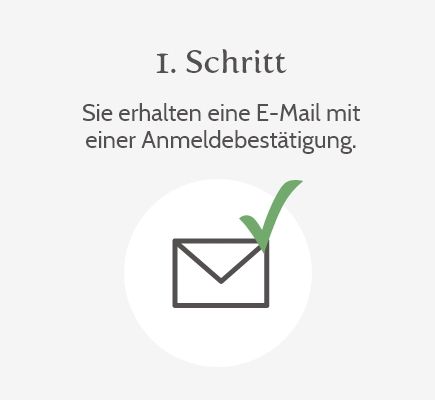 1. Schritt: Sie erhalten eine E-Mail mit einer Anmeldebestätigung